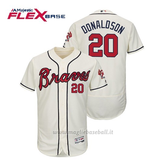 Maglia Baseball Uomo Atlanta Braves Josh Donaldson Flex Base Autentico Collezione Alternato 2019 Crema
